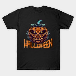 Enchanted Harvest: A scary Graphic Drawing of a Halloween Pumpkin T-Shirt